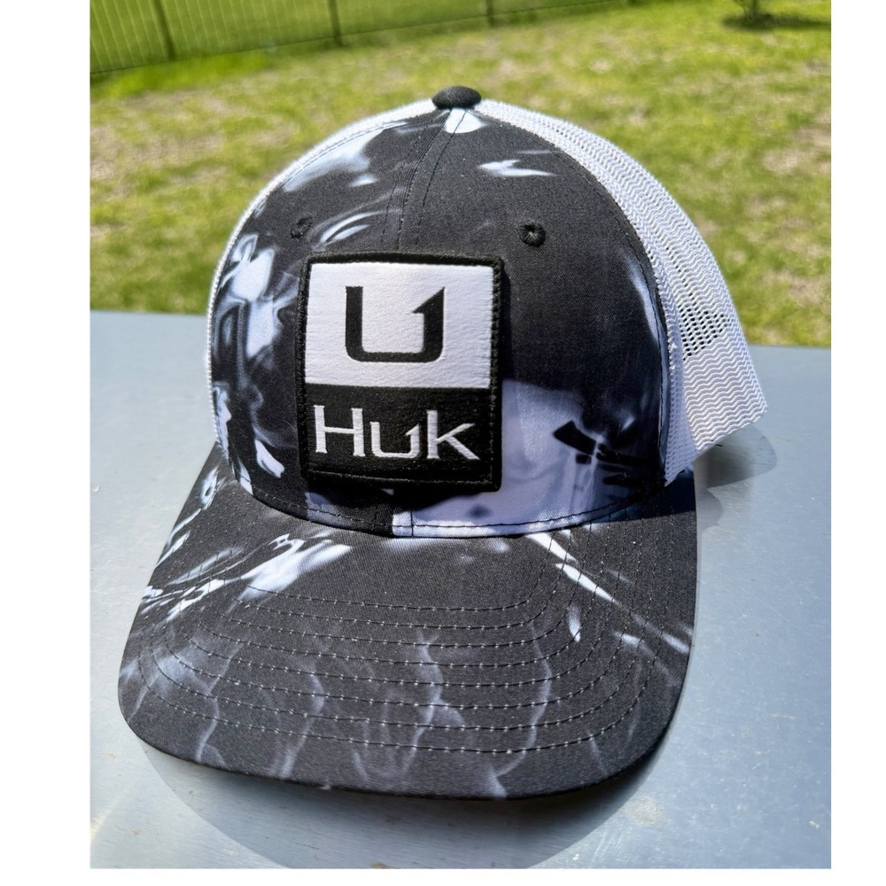 Huk The Classics Trucker Hat Adjustable Mesh Back Camo Black/White OSFM